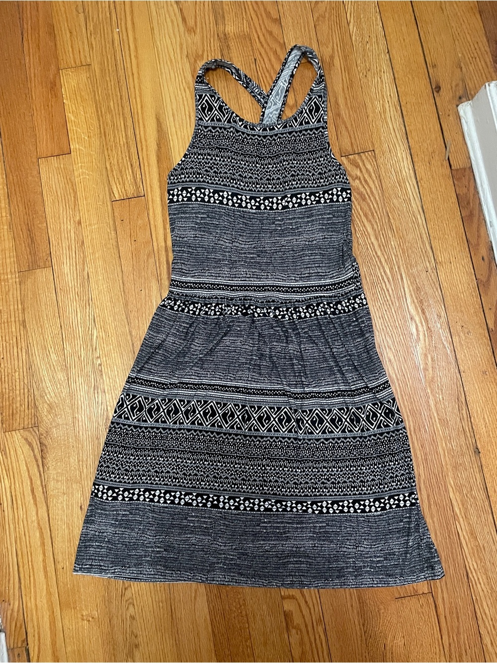 BCBGeneration Black & White Patterned Racerback Mini Dress